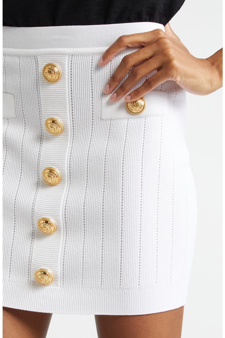 Button Detail Rib Sweater Skirt, Alternate, color, 0FA WHITE