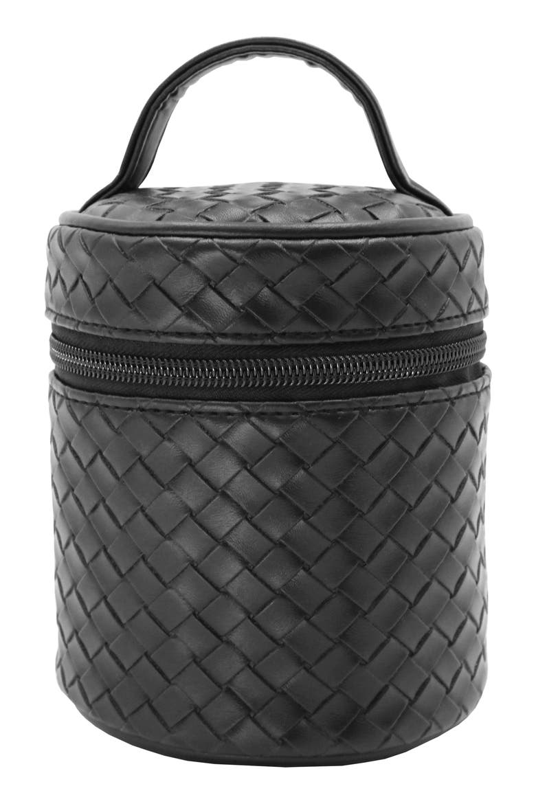 Cylinder Woven Pouch, Main, color, BLACK