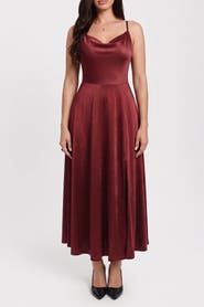 Popilush All-in-One Cowl Neck Fit & Flare Built-In Shapewear Maxi Dress