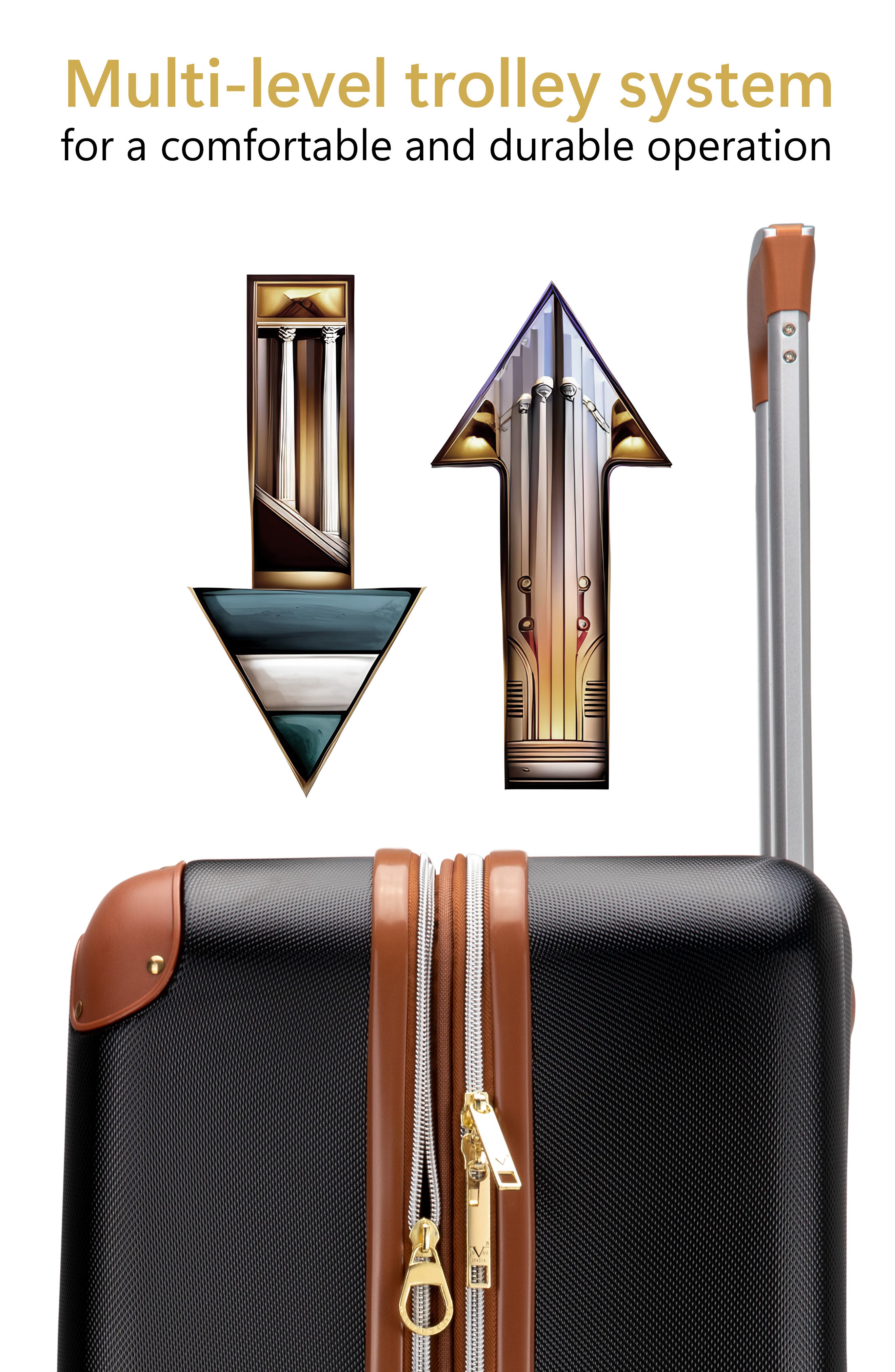 19V69 ITALIA Vintage 3 Piece Expandable Spinner Luggage Set, Alternate, color, Black