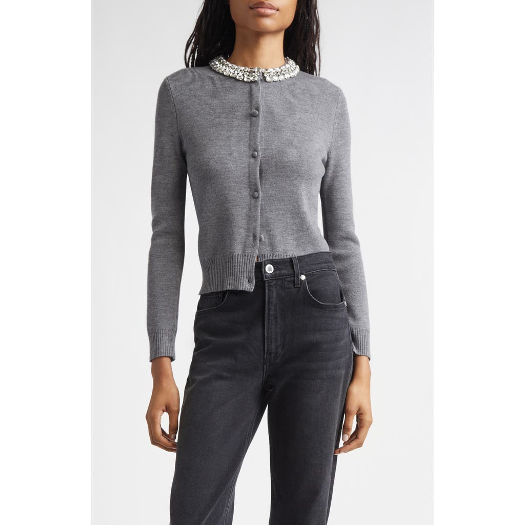 Veronica Beard Daro Embellished Collar Cardigan In Gray