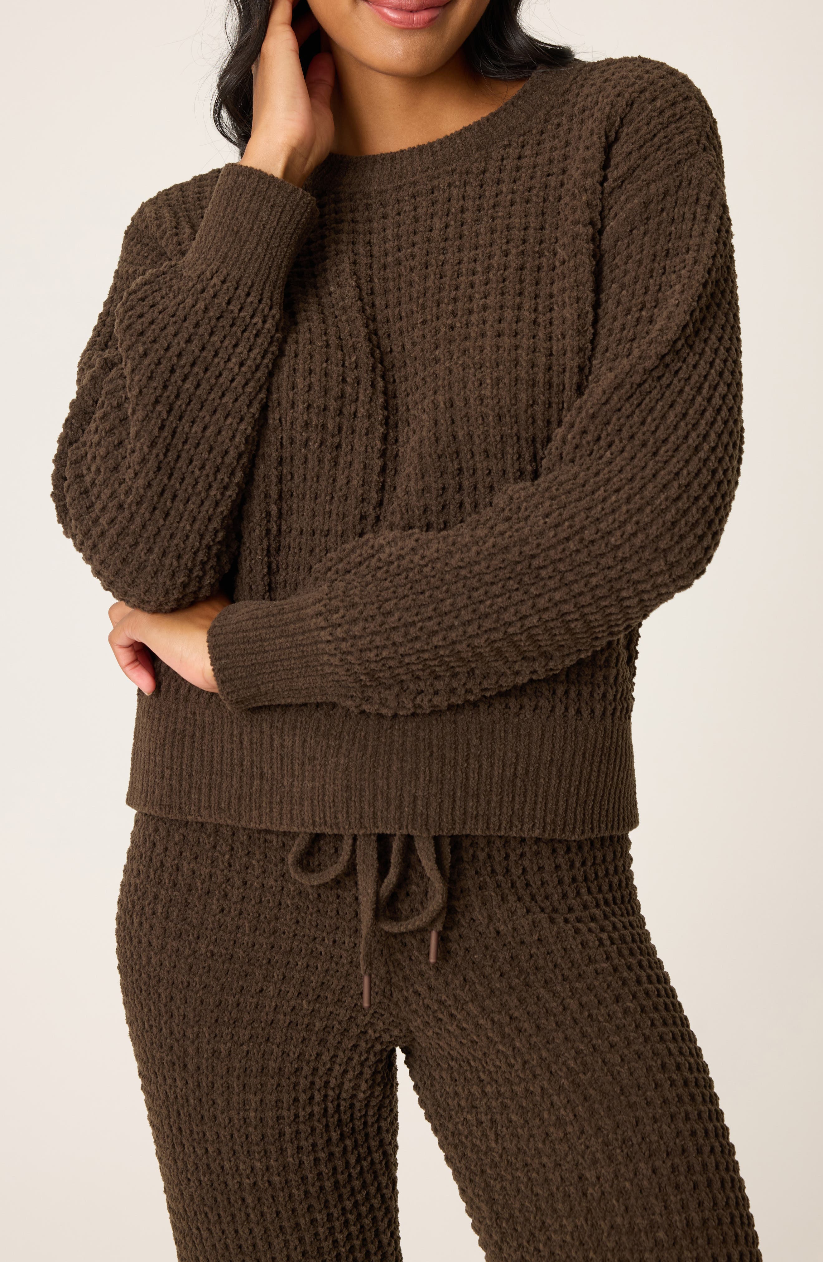 PJ Salvage Chenille Waffle Knit Lounge Sweater