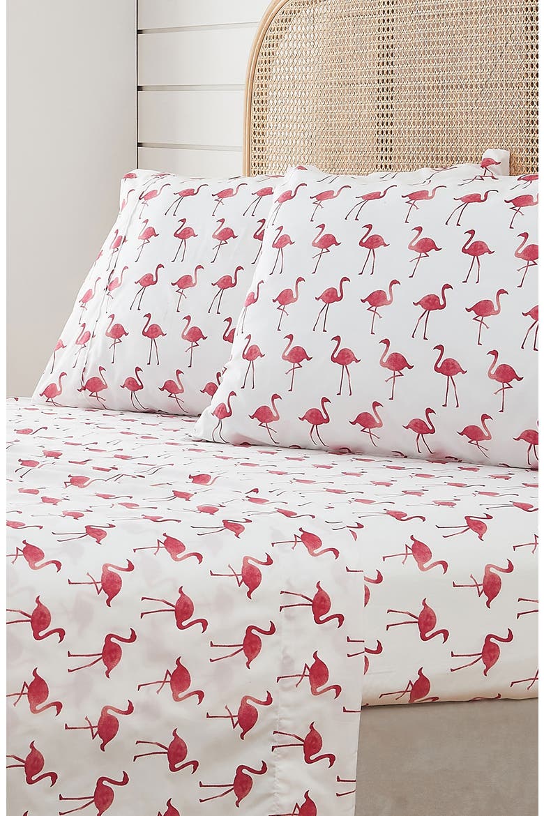 Coastal Microfiber Sheet Set, Alternate, color, FLAMINGO