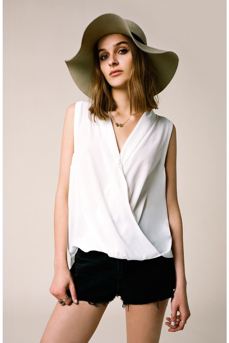 Sleeveless Drape Blouse, Alternate, color, CREAM