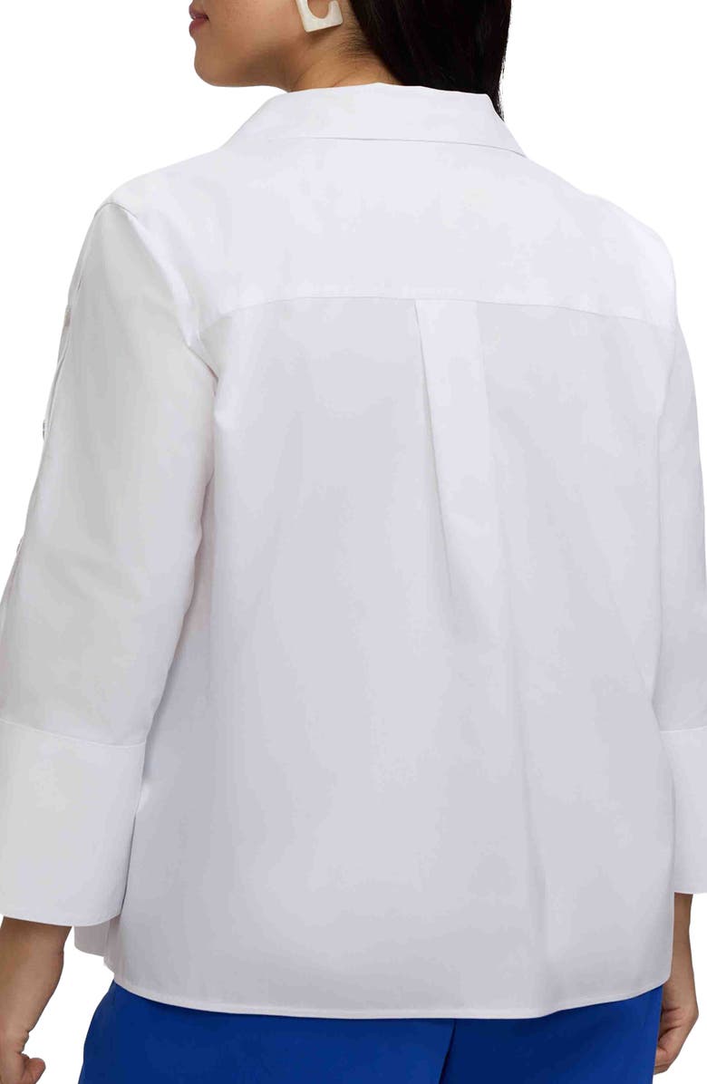 Foxcroft Lainey Button Accent Cotton Popover Top, Alternate, color, White
