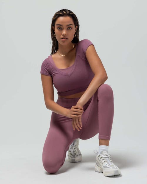 Reformer Ribbed Cap Sleeve Crop Top In Purple
