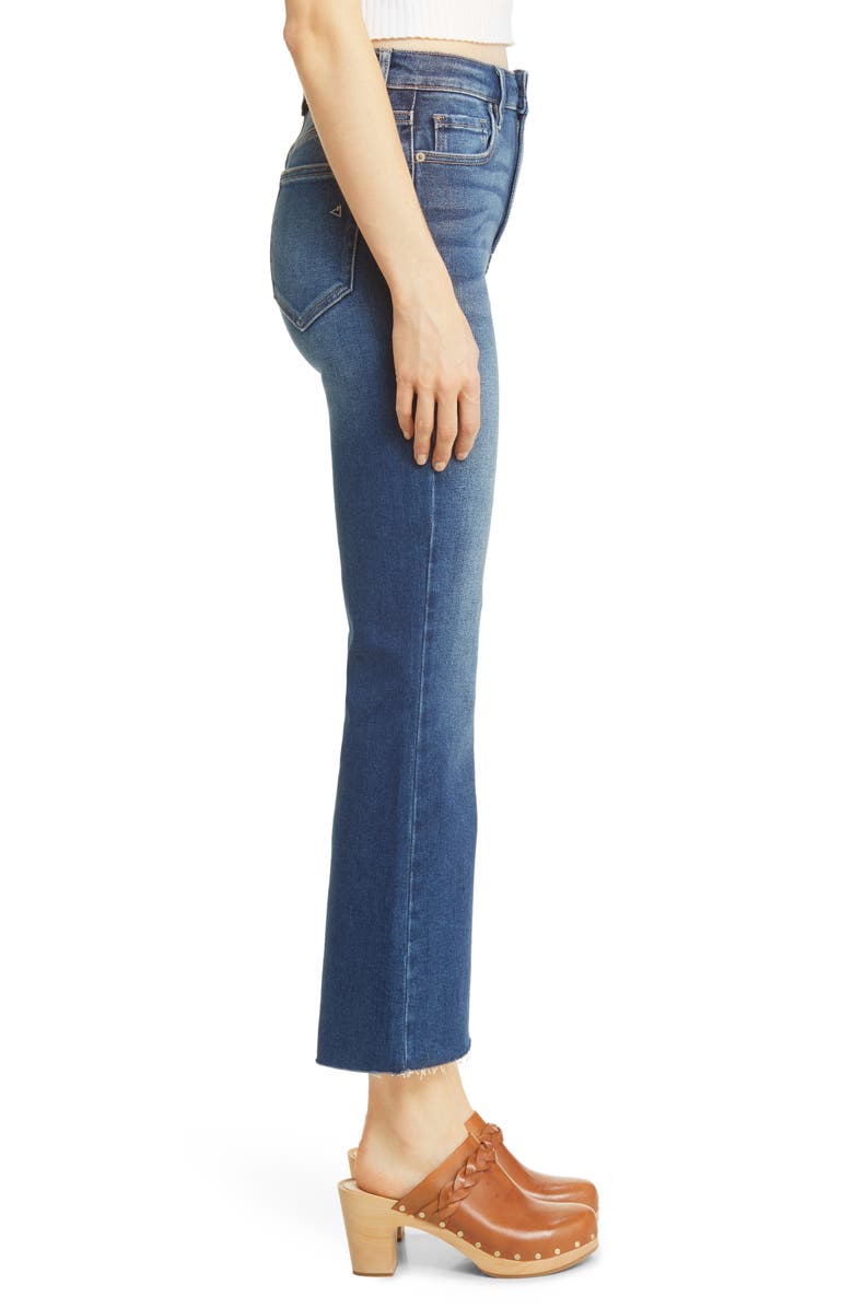 HIDDEN JEANS Happi Raw Hem High Waist Crop Flare Jeans, Alternate, color, Dark Wash