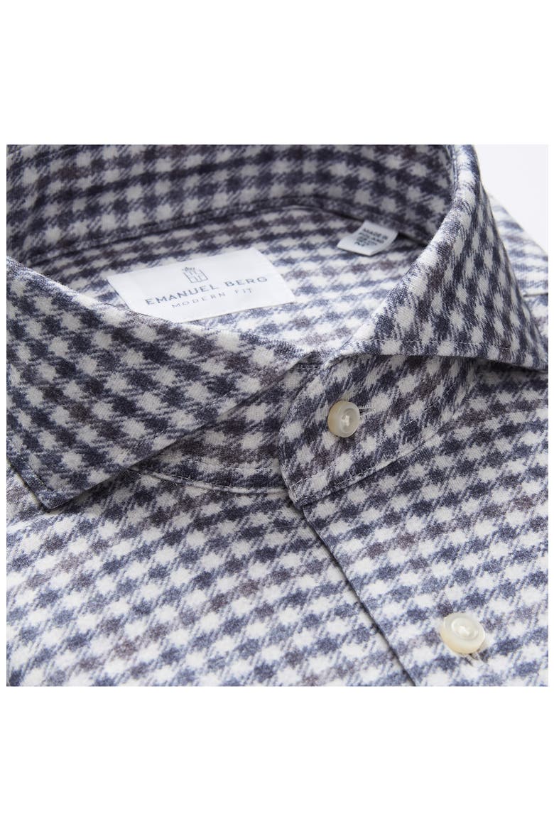 Modern Fit Gingham Check Stretch Cotton Knit Dress Shirt, Alternate, color, MEDIUM BLUEDNU