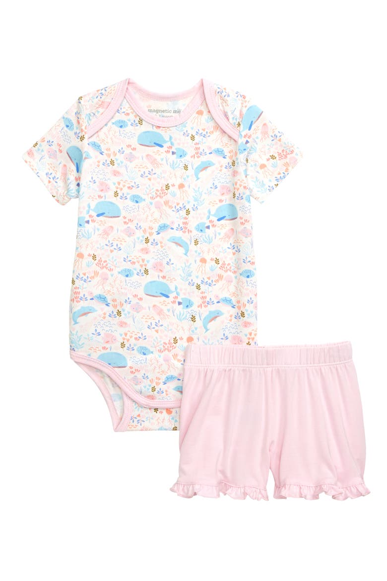 Sea of Splendor Bodysuit & Shorts Set, Main, color, PINK