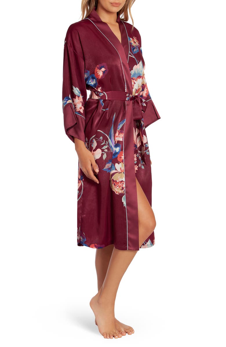 In Bloom by Jonquil Lenox Floral Satin Robe, Alternate, color, 