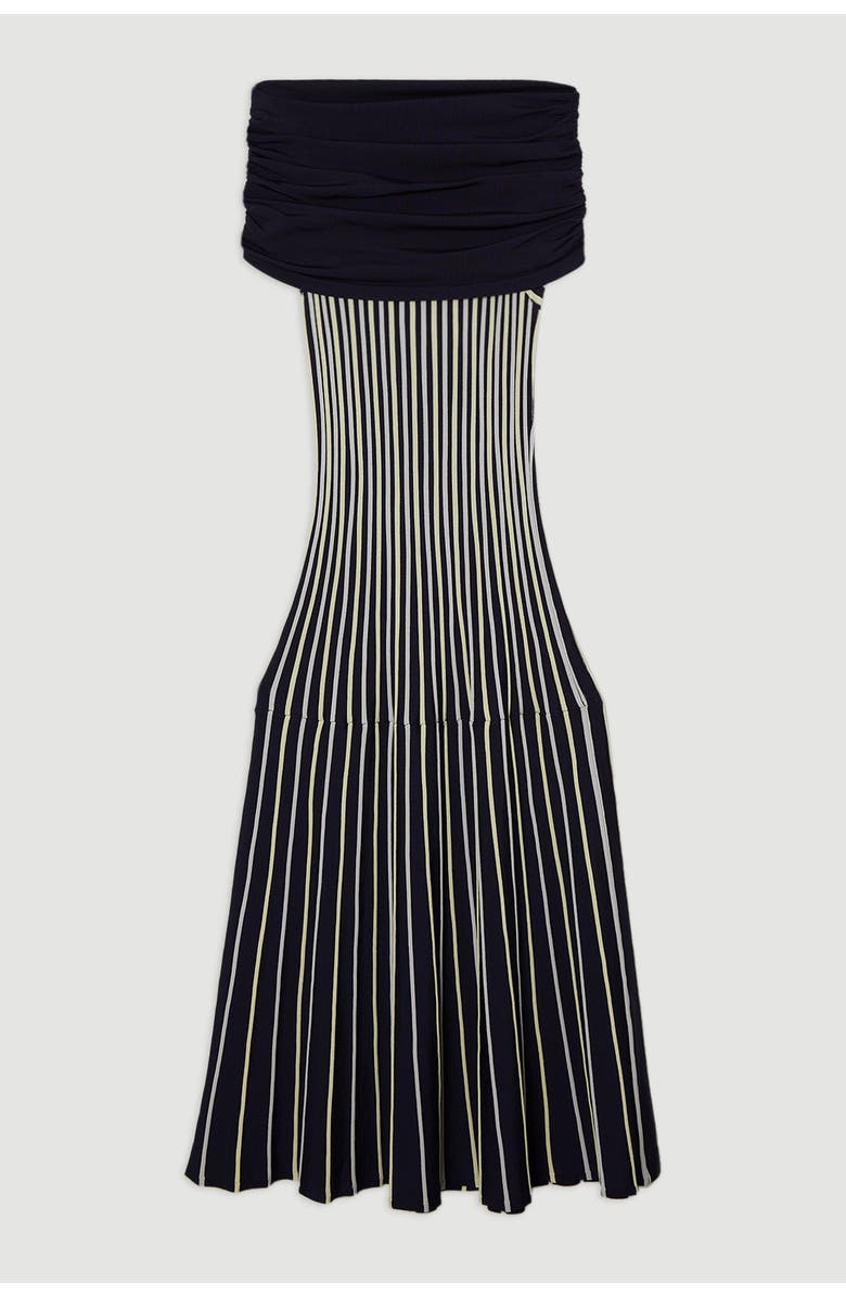 Karen Millen Striped Bardot Knitted Maxi Dress, Alternate, color, Blue