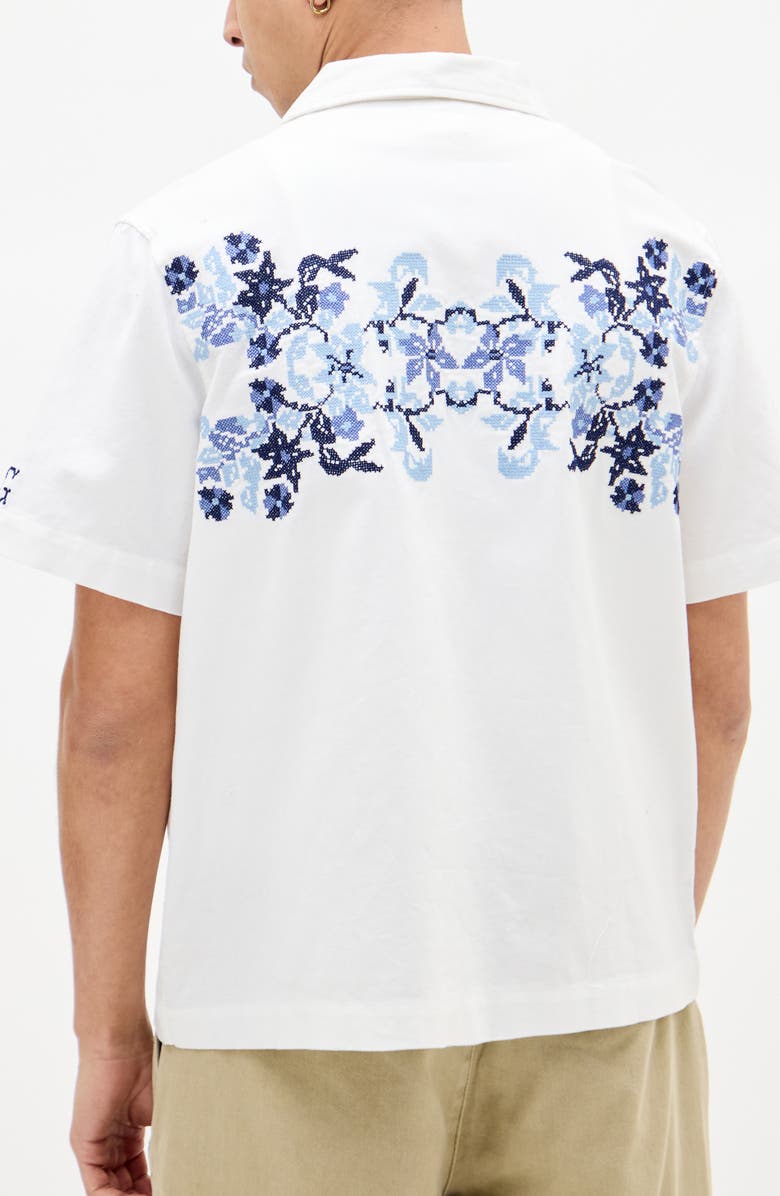 BDG Urban Outfitters Floral Embroidered Cotton Camp Shirt, Alternate, color, 