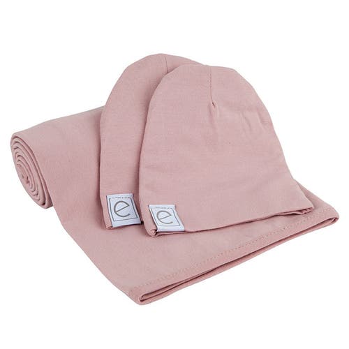 Ely's & Co. Jersey Knit Cotton Swaddle Blanket And Beanie Gift Set In Mauve Lavender