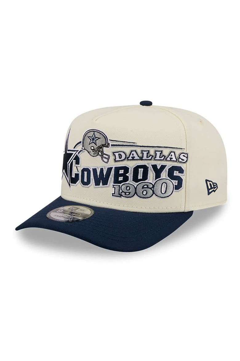 Men's New Era  Cream/Navy Dallas Cowboys Classic A-Frame 9FIFTY Adjustable Hat, Main, color, Cream