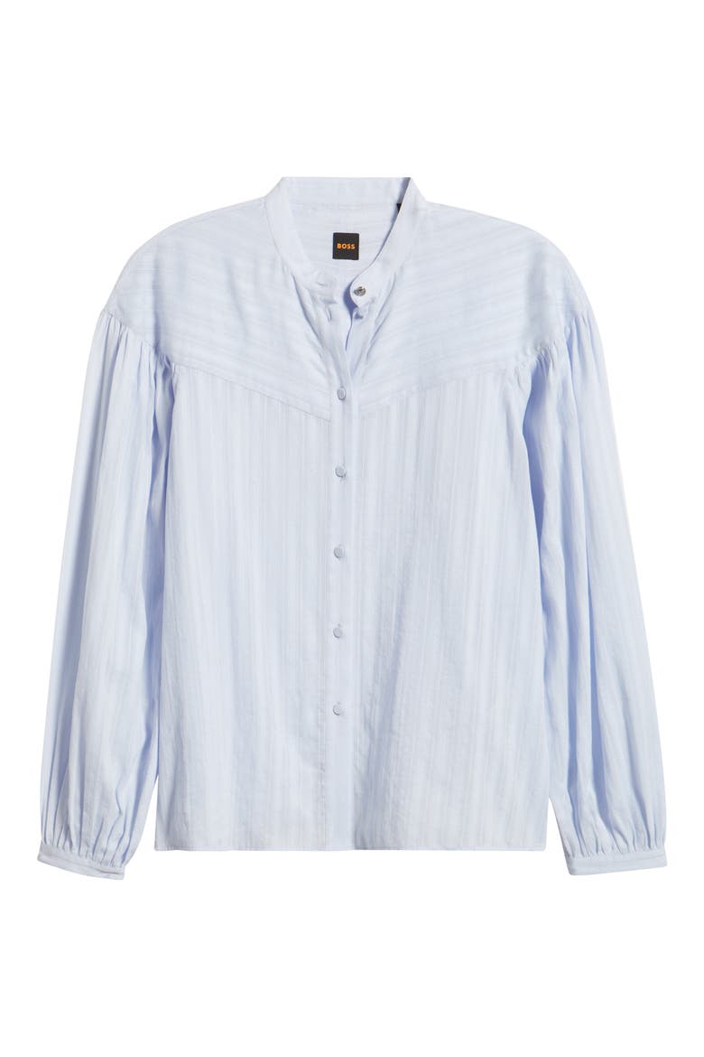 Bilmant Embroidered Stripe Cotton Muslin Button-Up Shirt, Alternate, color, LT PAST/BU