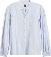 BOSS Orange Bilmant Embroidered Stripe Cotton Muslin Button-Up Shirt