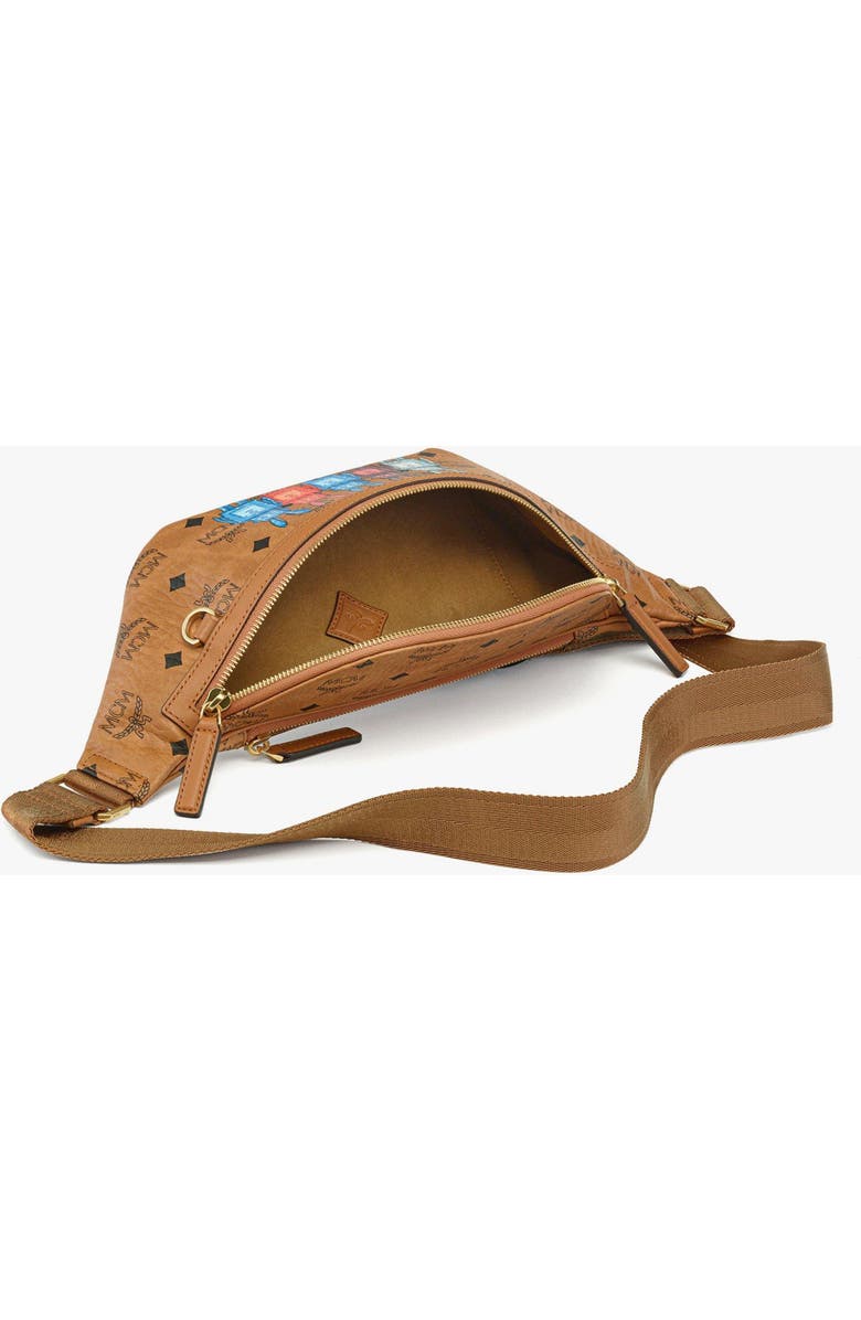 MCM Medium Fursten Belt Bag in Rabot Visetos, Alternate, color, Cognac