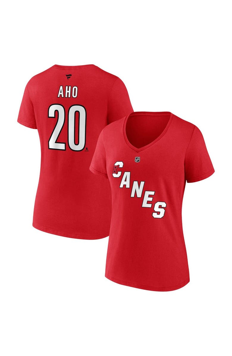 FANATICS Women's Fanatics Branded Sebastian Aho Red Carolina Hurricanes Special Edition 2.0 Name & Number V-Neck T-Shirt, Main, color, Red