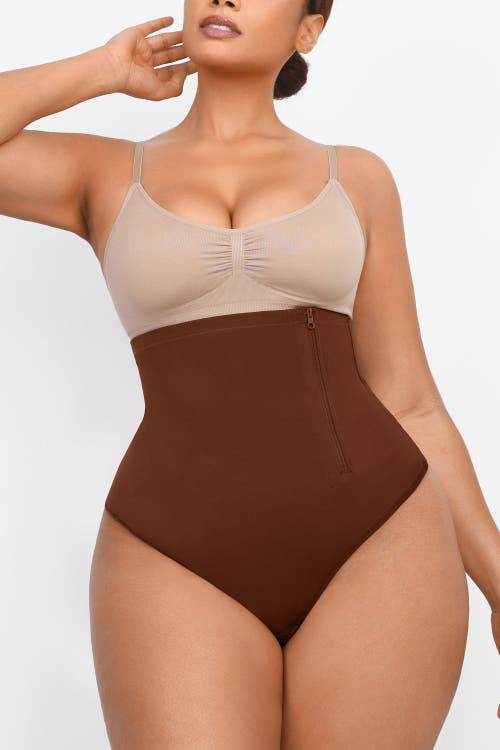 Shapellx Side Zip Shaping Panty In Mocha