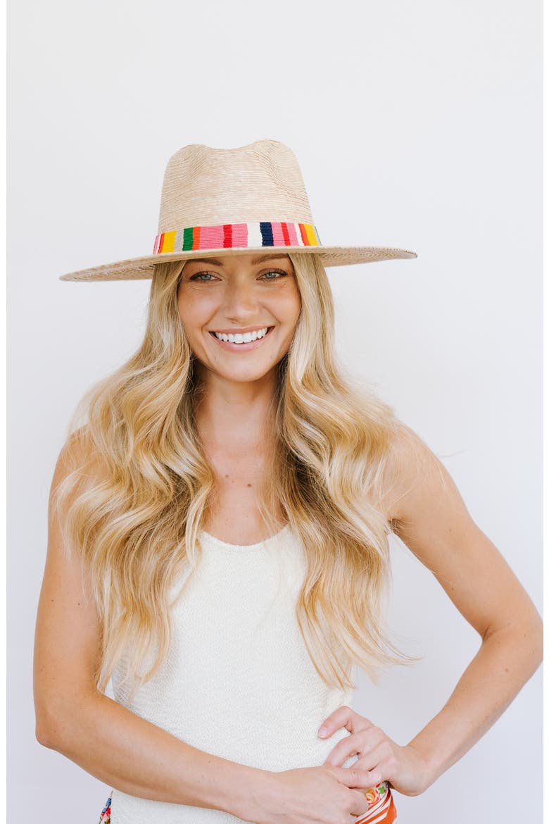 Flor Palm Straw Hat, Alternate, color, TAN/ MULTI