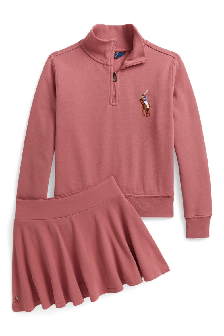 Kids' Stretch Cotton Piqué Skort, Alternate, color, PINK
