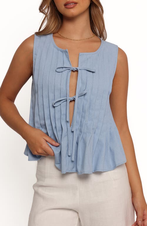 Petal And Pup Petal & Pup Delia Tie Front Pleat Tank In Blue