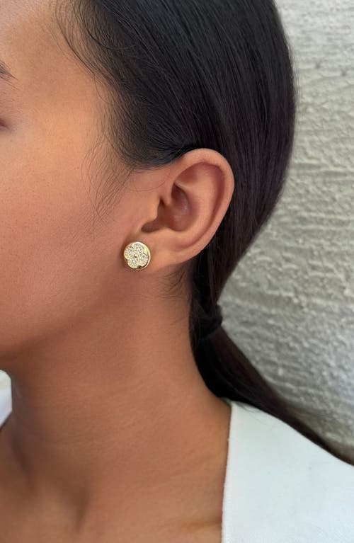 Adornia 14k Gold Plated Mismatched Cz Clover Stud Earring Pair In Gold