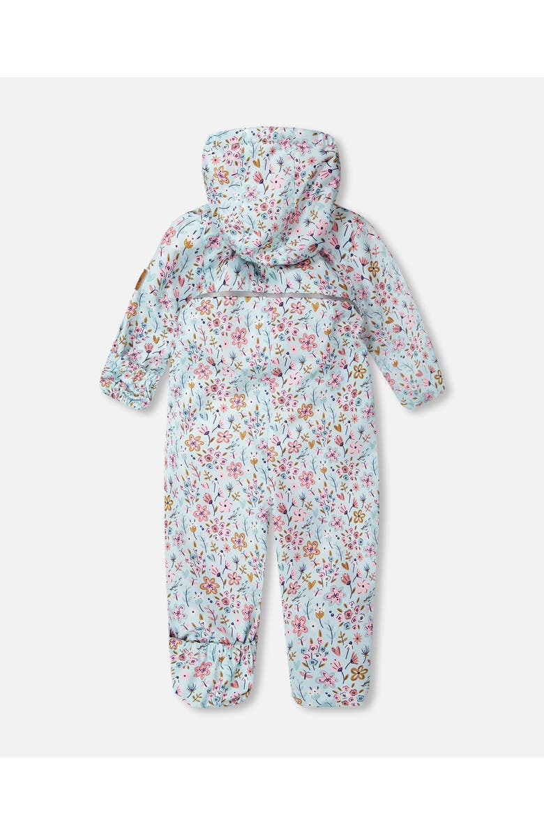 Deux par Deux Baby Mid-Season One-Piece Mini Flower Print Outerwear with Hat, Alternate, color, Blue Mini Flower Print