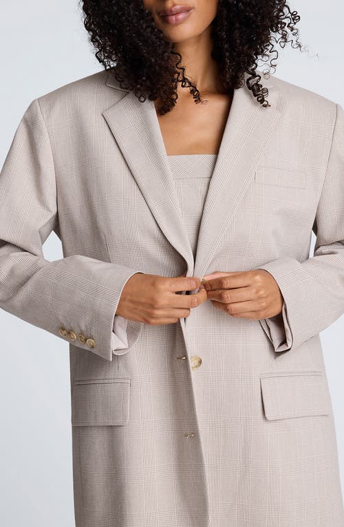 Kenneth Cole Plaid Oversize Blazer In White
