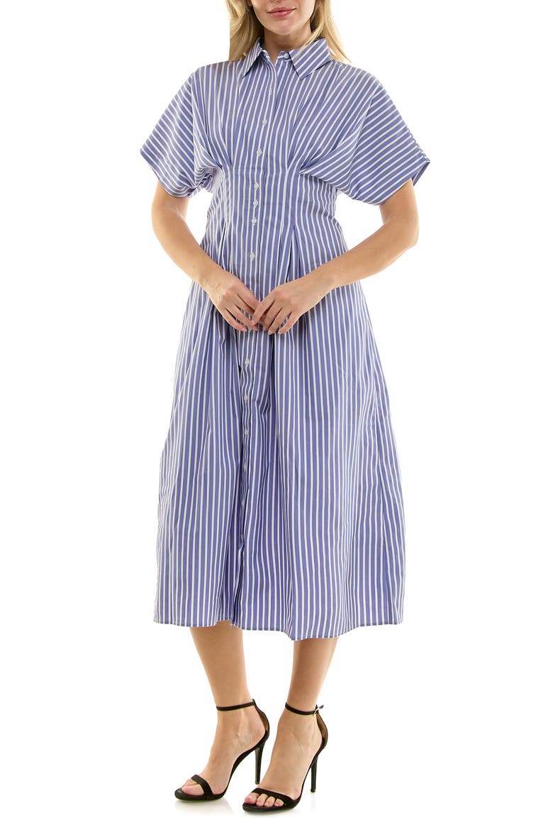 Striped Shirtdress, Main, color, BLUE / WHITE