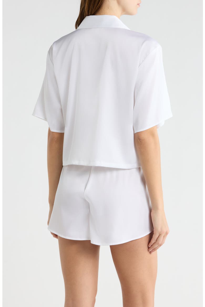 Boxy Stretch Satin Short Pajamas, Alternate, color, WHITE