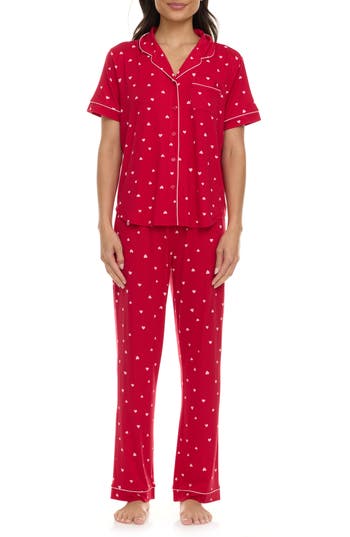 Flora By Flora Nikrooz Gabriella Short Sleeve Button-up Shirt & Pants Pajamas In Multi