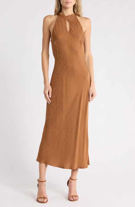 Lou Lou Animal Jacquard Halter Midi Dress