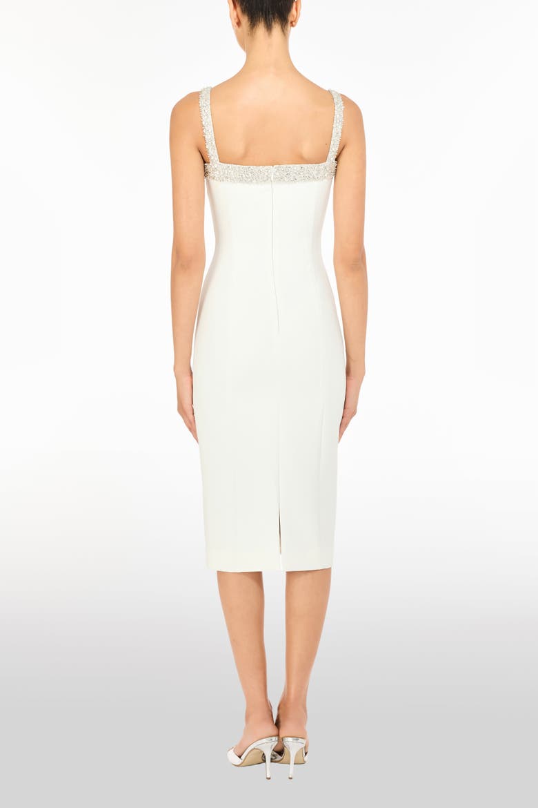 Lucy Crystal-Embellished Bow Midi Dress, Alternate, color, Vanilla