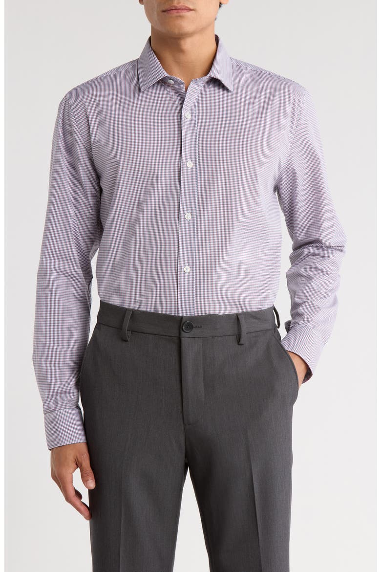 Mini Check Print Slim Fit Dress Shirt, Main, color, CRANBERRY