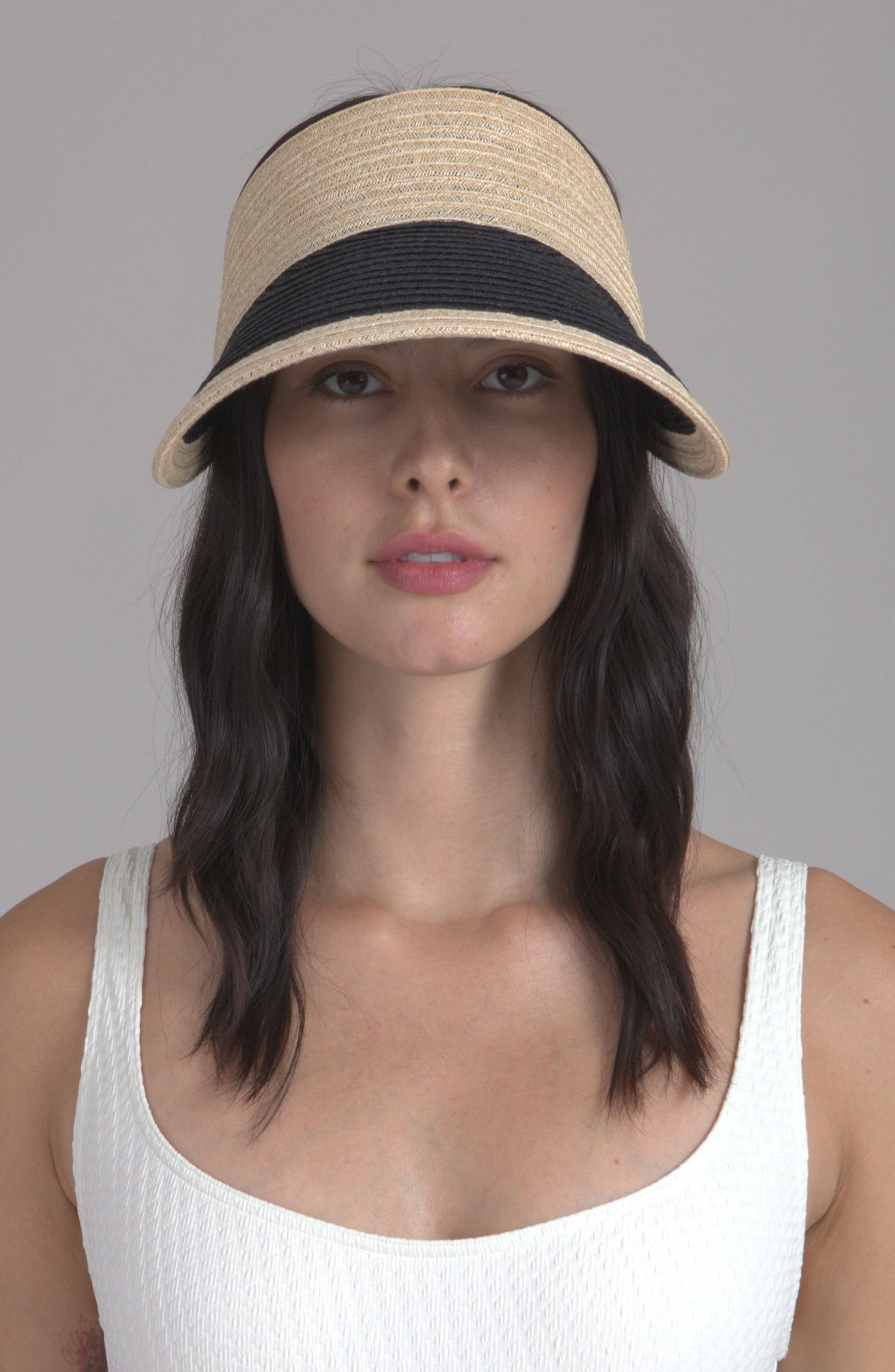 Eugenia Kim Ricky Bicolor Packable Visor Eugenia Kim Ricky Packable Hemp Visor with Animal-Print Sash  main image 2