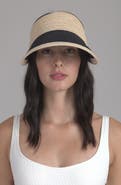 Eugenia Kim Ricky Packable Natural & Black Woven Straw Visor