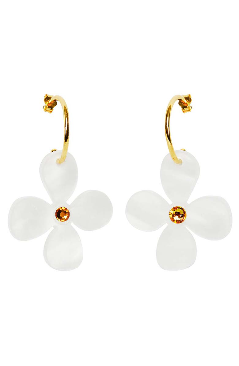 Toolally Daisy Hoop Earrings - Summer White, Main, color, Summer White