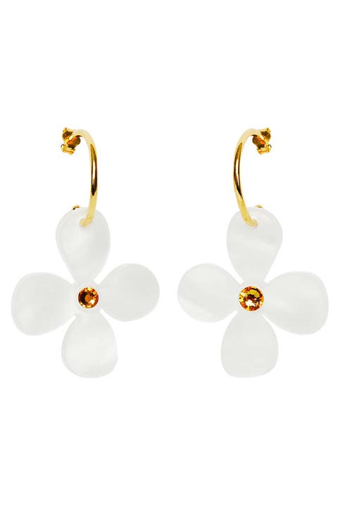 Daisy Hoop Earrings - Summer White