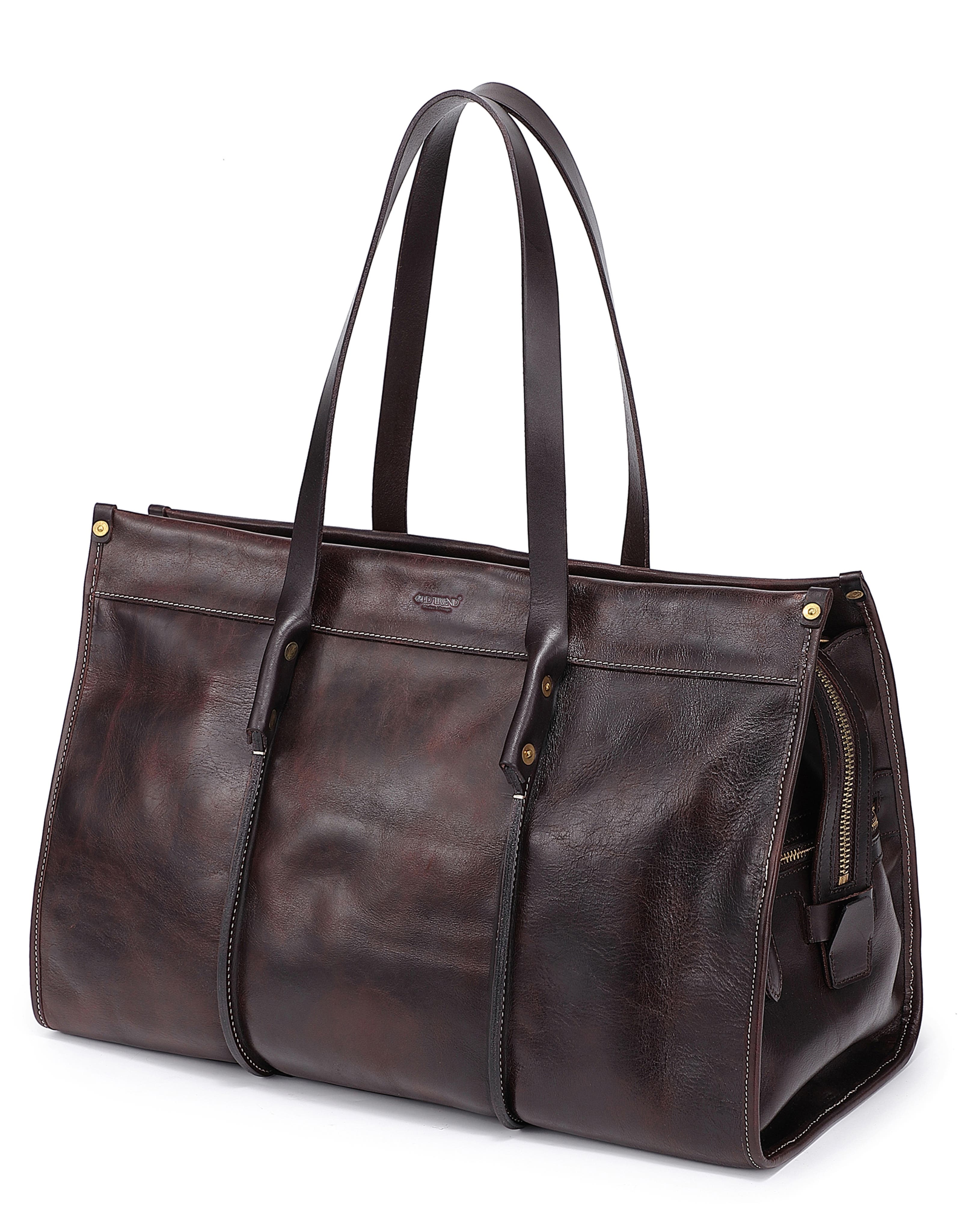 Fern Genuine Leather Spacious Heritage Weekender, Alternate, color, Brown