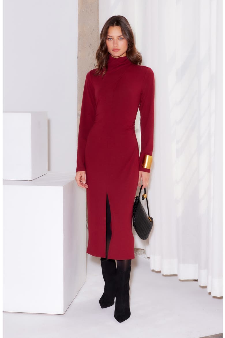 Tasha Turtleneck Long Sleeve Sweater Dress, Alternate, color, BRICK