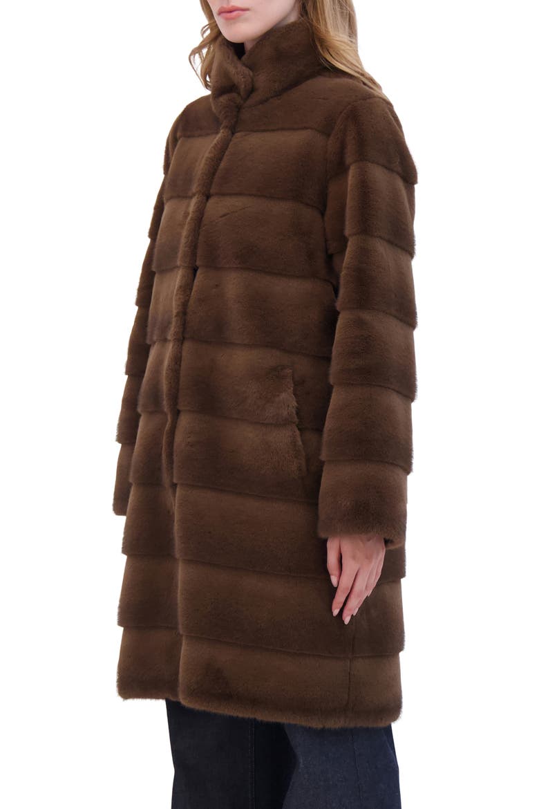 Fur-Free Mink (Faux Fur) Reversible Short Coat, Alternate, color, BROWN/BLACK
