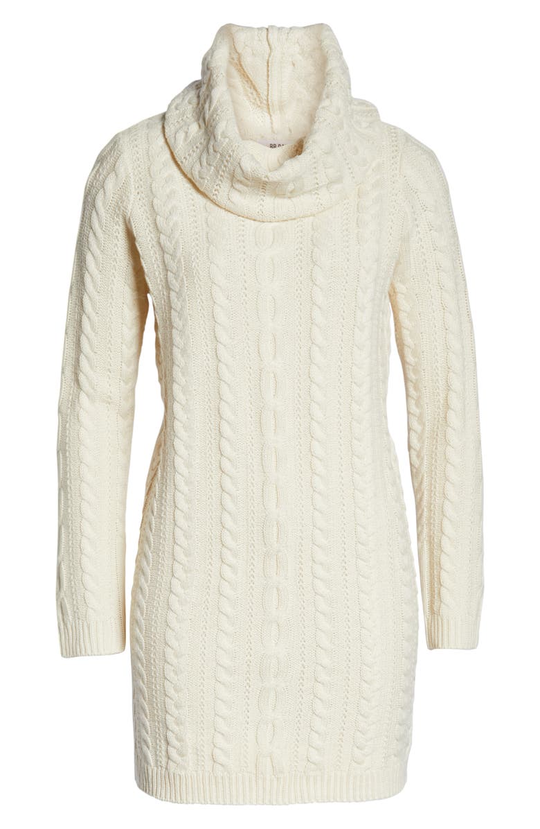 BB Dakota by Steve Madden Cowl Neck Cable Sweater Dress, Alternate, color,