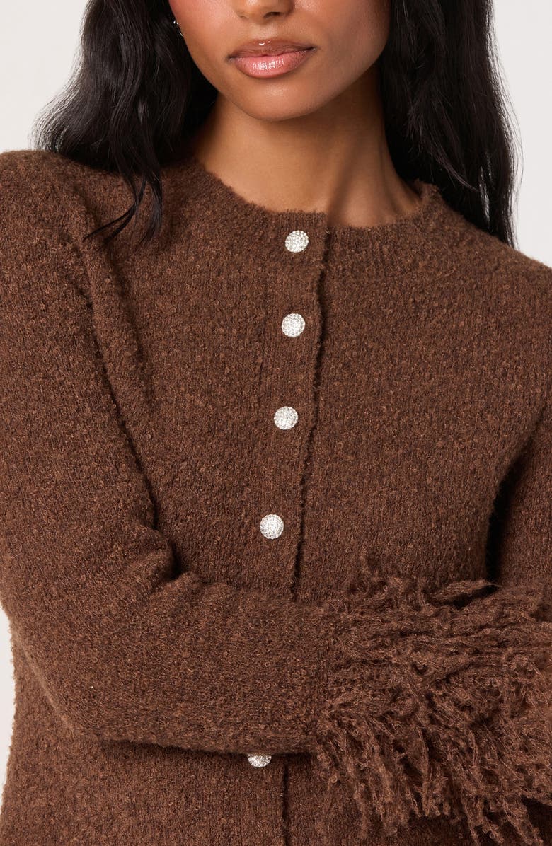 ASTR the Label Fringe Sleeve Cardigan, Alternate, color, Brown