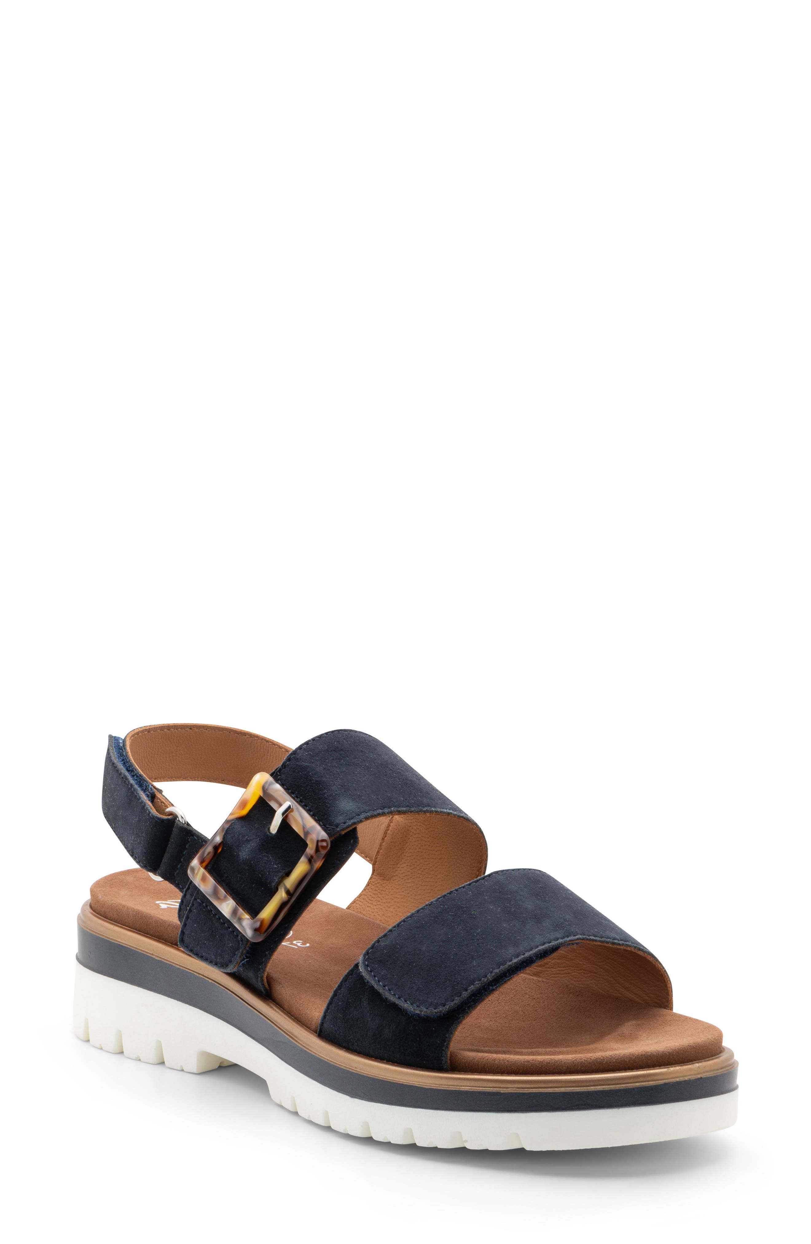 ara Marbella Slingback Platform Sandal, Main, color, Navy