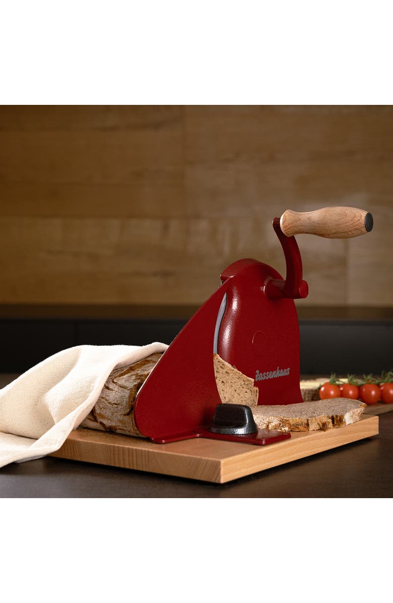 ZASSENHAUS Manual Bread Slicer, Hand Crank Home Bread Slicer, 11.75" x 8", Alternate, color, Red