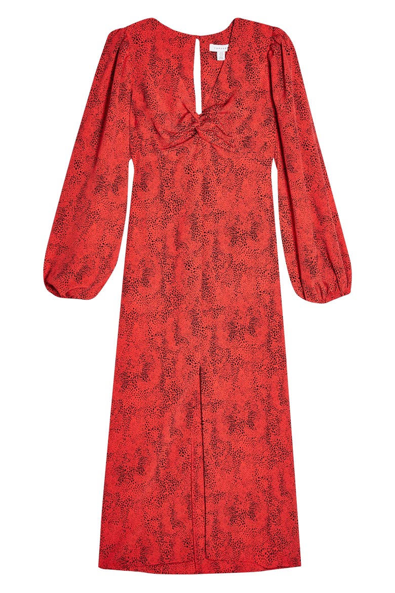 Animal Print Long Sleeve Maxi Dress, Alternate, color, RED