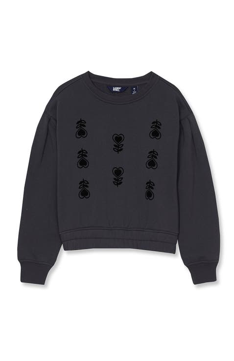 Girls Crew Neck Embroidered Sweatshirt