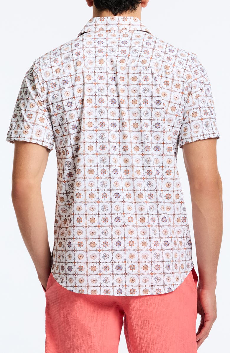 Robert Graham Kai Classic Fit Medallion Print Short Sleeve Knit Button-Up Shirt, Alternate, color, Multi