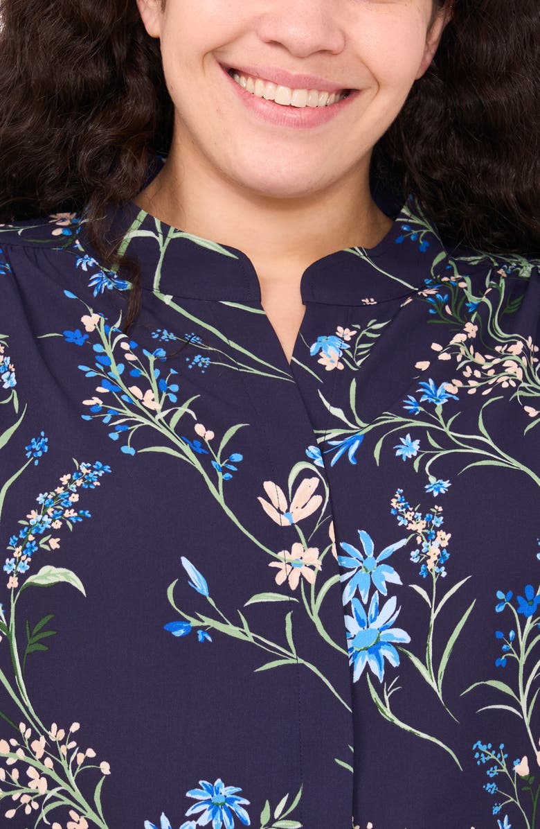 CeCe Split Neck Top, Alternate, color, Classic Navy